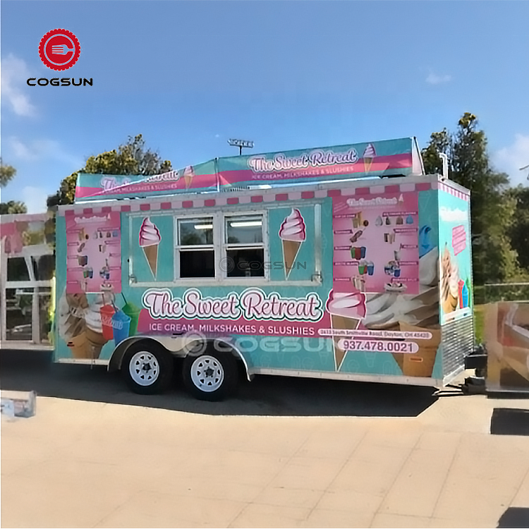 Cogsun Food Cooking Trailer Mobile Kitchen Remolque Ice Cream Truck Food Truck with Restaurant Beer Equipment Coffee Cart