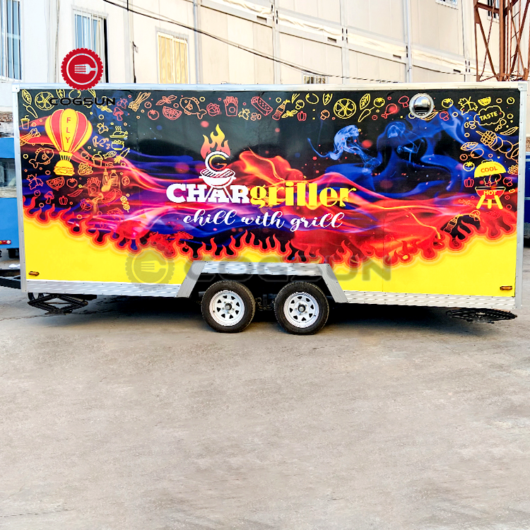 Hot Selling Food Track Mobile Kitchen Catering Trailer Bubble Tea Bar Coffee Truck Fast Food Trailer