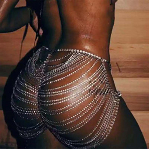 Fashion Multi-layer Body Chain Rhinestone Butt Waist Layered Belly Skirt Body Jewelry Sexy Shorts Belly Chain for Women