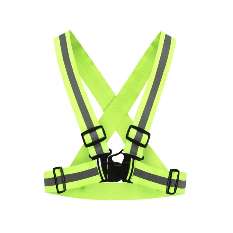 High Quality Hi Vis Yellow Safety Reflective Gear Running Top Adjustable Elastic Cross Belt Strap Night Strips Bands Vest Cloth