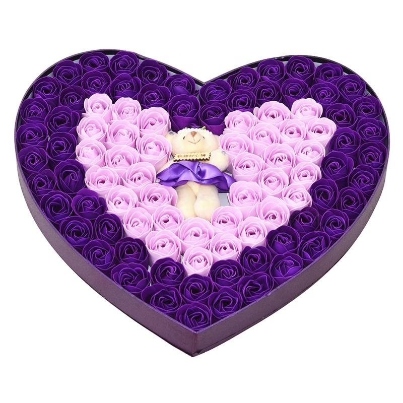 wholesale custom pretty valentine Cardboard heart shaped rose flower gift box