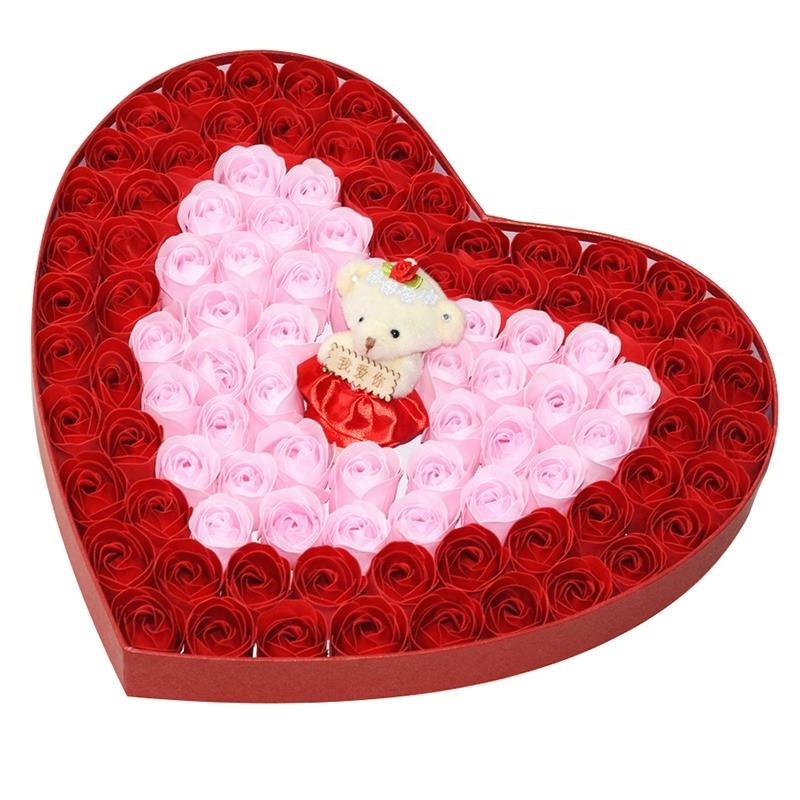 wholesale custom pretty valentine Cardboard heart shaped rose flower gift box