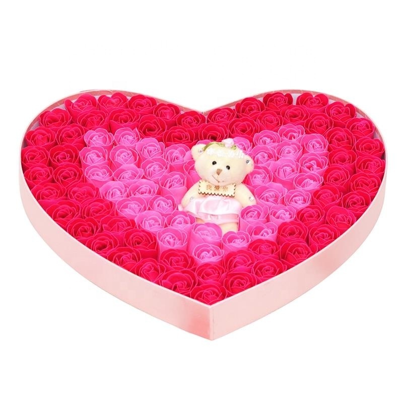 wholesale custom pretty valentine Cardboard heart shaped rose flower gift box