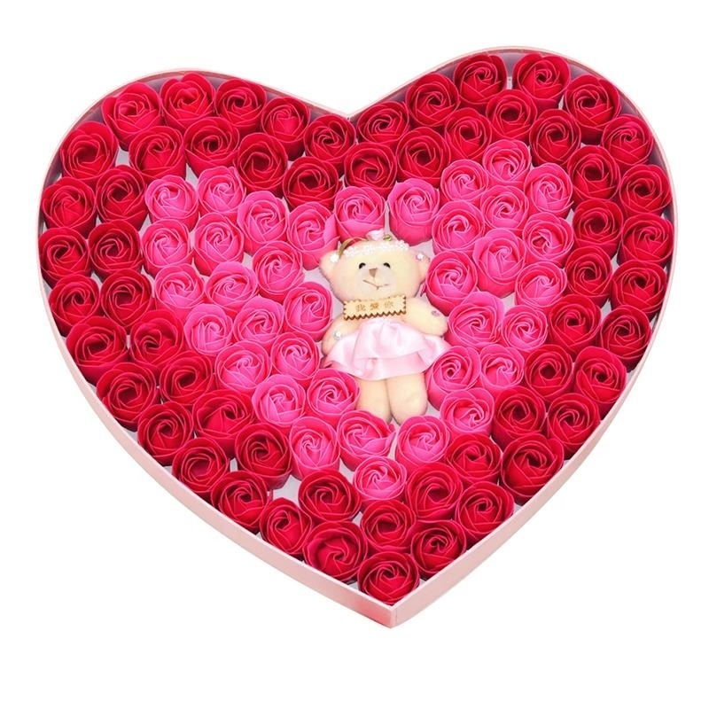 wholesale custom pretty valentine Cardboard heart shaped rose flower gift box