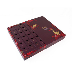 Custom Ramadan 24 Days Chocolate Packaging Empty Cardboard Gift Box Paper Christmas Advent Calendar with Paper Sleeve