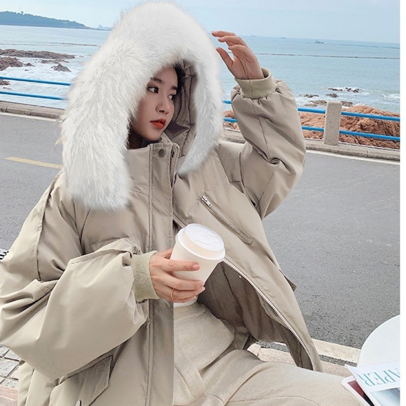 Down cotton jacket for women 2023 new winter Korean version loose fitting plush thick cotton jacket short bread jacket trend