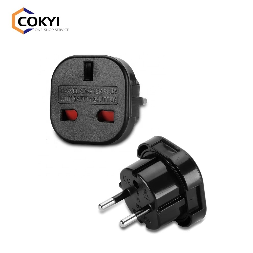 UK to EU Travel Adapter UK to DE Travel Plug UK to DE Power Adapter UK 3 Pin to Euro 2 Pin Type E Plug White/Black