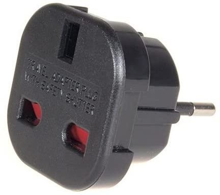 UK to EU Travel Adapter UK to DE Travel Plug UK to DE Power Adapter UK 3 Pin to Euro 2 Pin Type E Plug White/Black