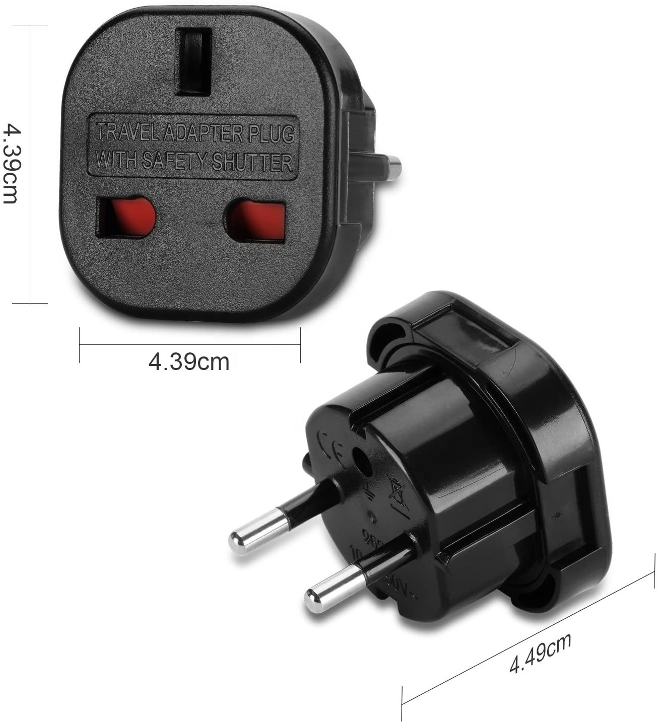 UK to EU Travel Adapter UK to DE Travel Plug UK to DE Power Adapter UK 3 Pin to Euro 2 Pin Type E Plug White/Black