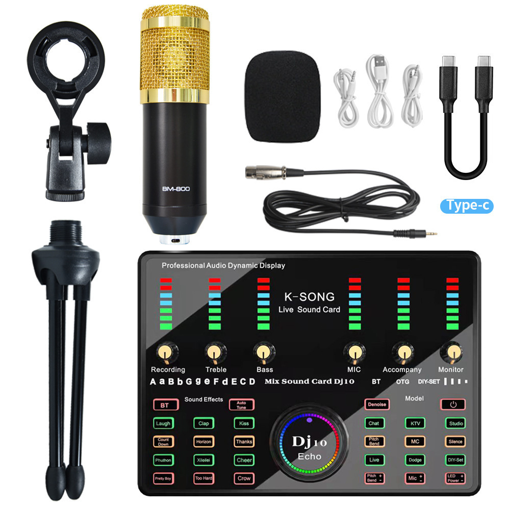 Podcast Equipment Bundle, All-in-One Audio Interface Live Sound Card for PC/Laptop/Phone, Streaming/Podcasting/Gaming