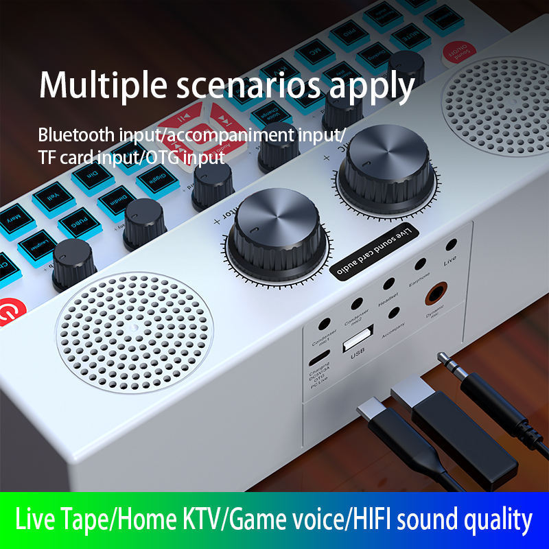 SY7 podcast live audio sound card & mixer,usb bluetooth microphone audio interface home ktv studio equipment