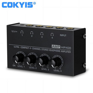 HA400 4 Channels Stereo Headphone Amplifier/headphone Distributor Black Metal Portable Headphone Power Amplifier Audio Product