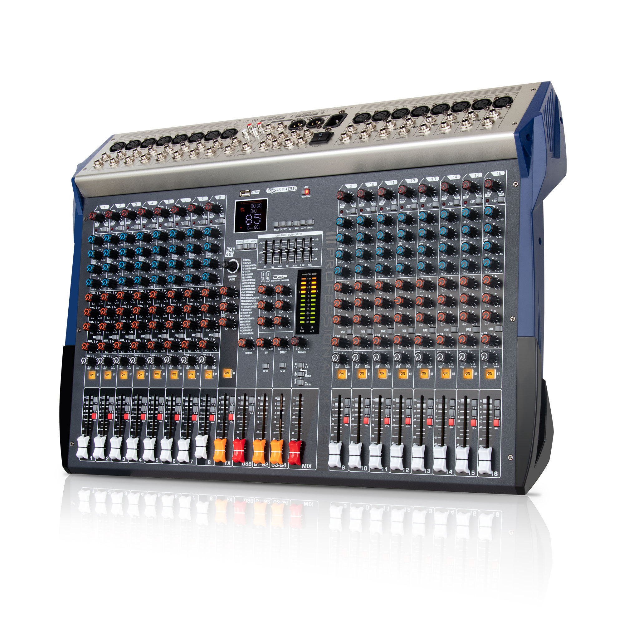 Factory In hot sell 16 channel professional audio mixer 99dsp USB recording mixing console dj controller studio equipment