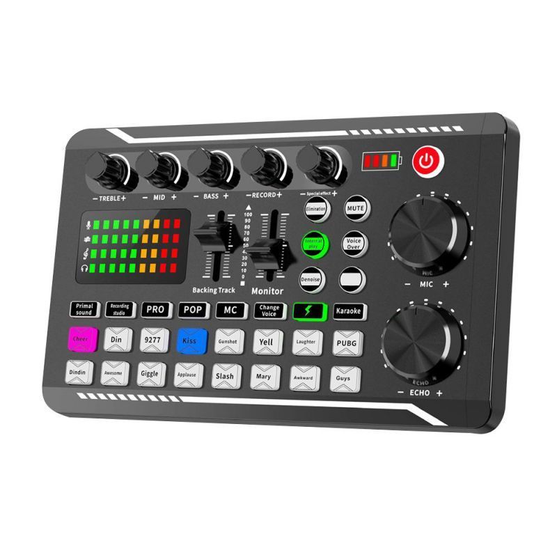 F998 External Live Sound Card USB Recording DJ Mixer Mic Audio Speakers Podcast Soundboard for Studio Music Production Equipment