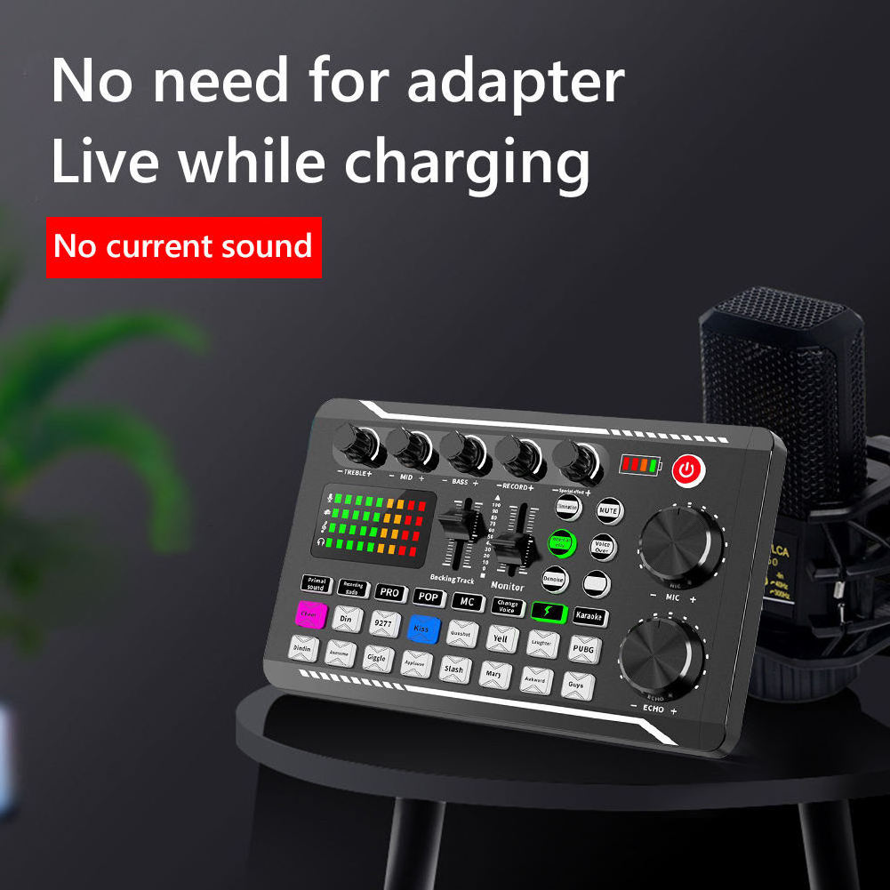 F998 External Live Sound Card USB Recording DJ Mixer Mic Audio Speakers Podcast Soundboard for Studio Music Production Equipment