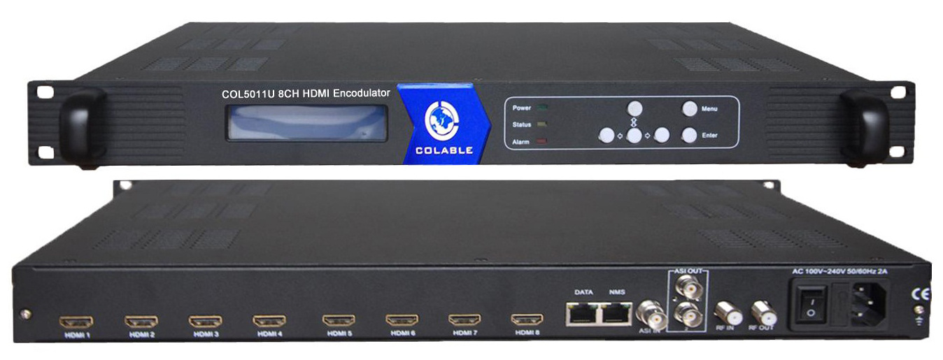 Digital TV  Broadcasting 8 Channels HD Encoder to QAM Modulator COL5011U-8HC