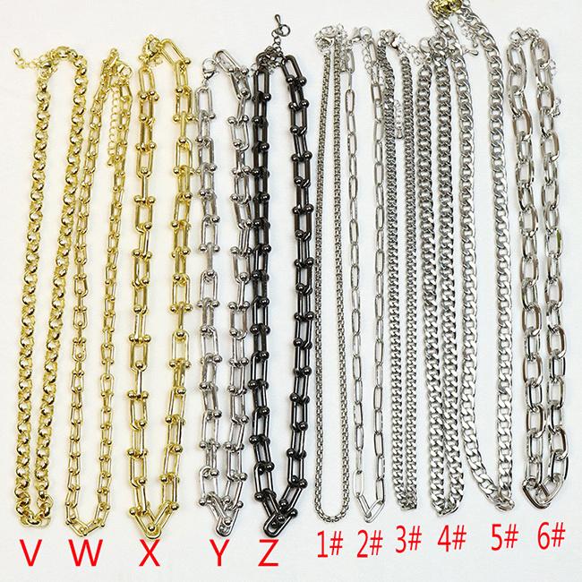 chain accessories Figaro Chunky Twisted Miani Cuban Chain 18K Gold Plated Necklace paperclip chain Snake Rope For Men Women