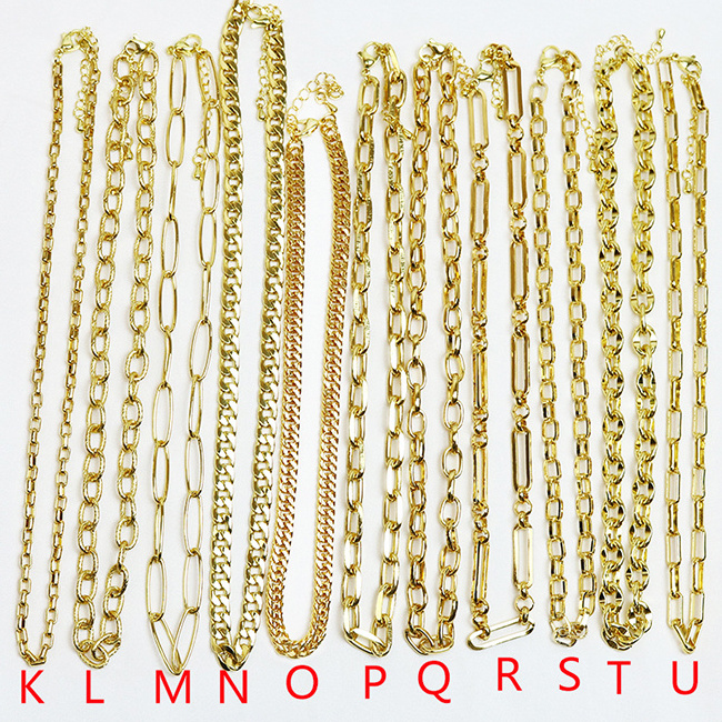 chain accessories Figaro Chunky Twisted Miani Cuban Chain 18K Gold Plated Necklace paperclip chain Snake Rope For Men Women