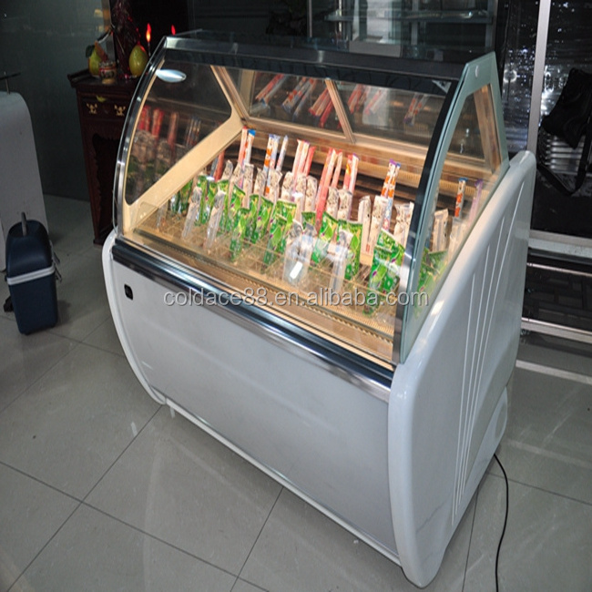 Free standing Ice cream display freezer/Refrigerated Gelato chiller showcase