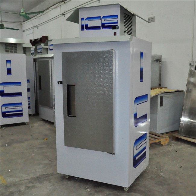 Dry/bagged Ice deep freezer cold storage bin with refrigeration compressor