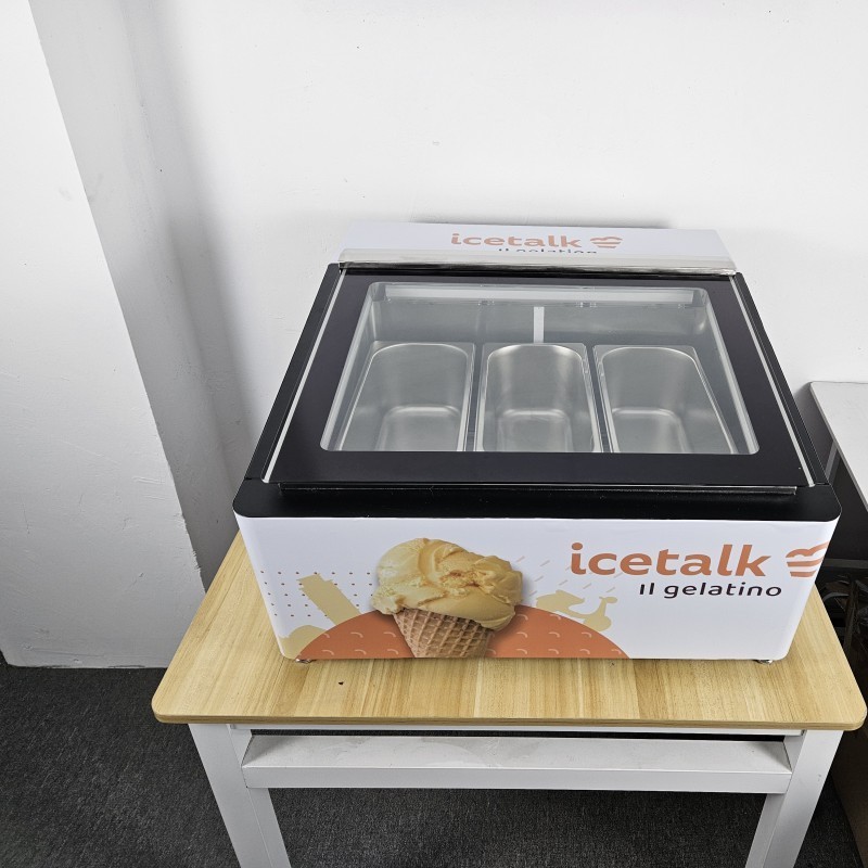 Buffet 3 Pans counter-top ice cream showcase mini display freezer