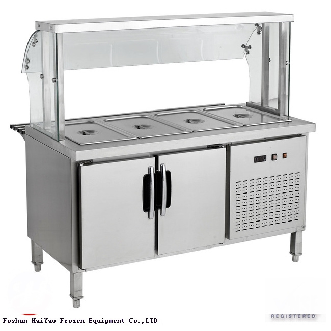 wholesale price stainless steel buffet guangzhou food warmer non used chafing dish for sale/4 Pan Buffet Fridge