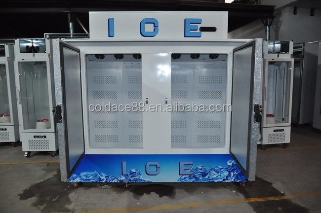 Outdoor customized size ice bagged storage bin freezer with logo