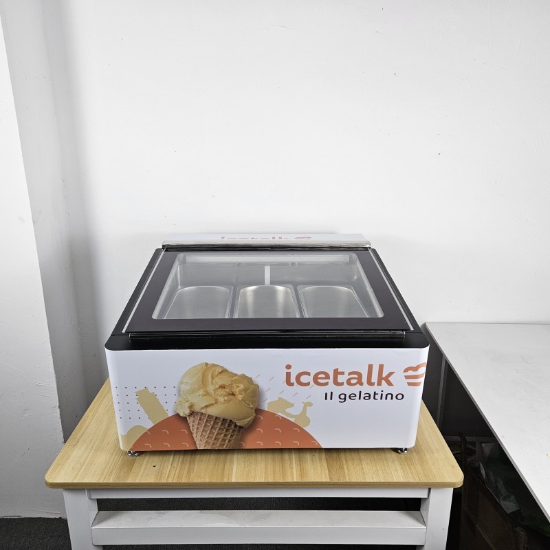 Buffet 3 Pans counter-top ice cream showcase mini display freezer