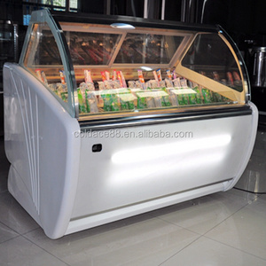 Free standing Ice cream display freezer/Refrigerated Gelato chiller showcase