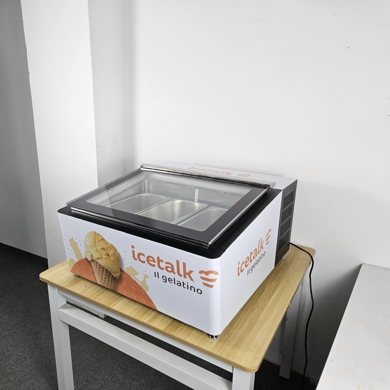 Buffet 3 Pans counter-top ice cream showcase mini display freezer