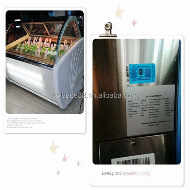 Free standing Ice cream display freezer/Refrigerated Gelato chiller showcase