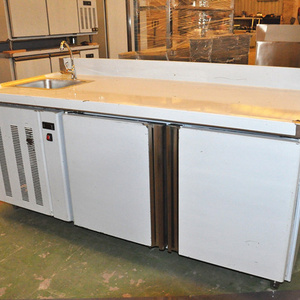 Stainless steel workbench freezer counter top fridge have sink