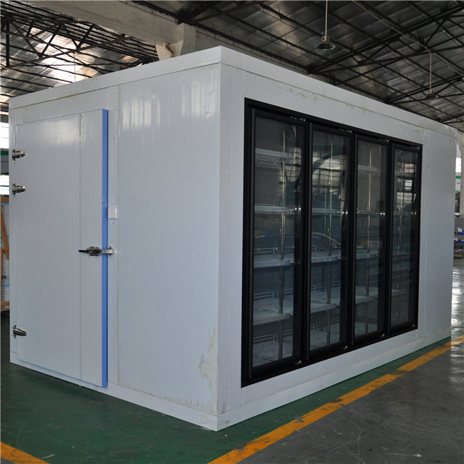 5 Meter Length Walking cooler and freezer with glass door