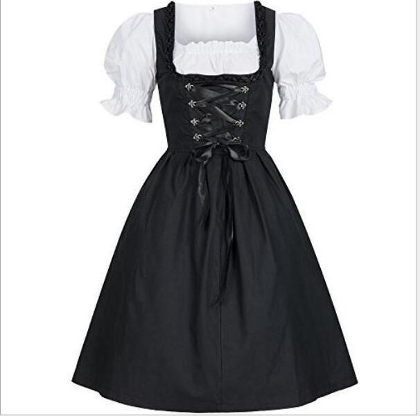 ecowalson Oktoberfest Beer Women Girl Costume Maid Wench Germany Bavarian Short Sleeve Fancy Dress Dirndl german waitress cost