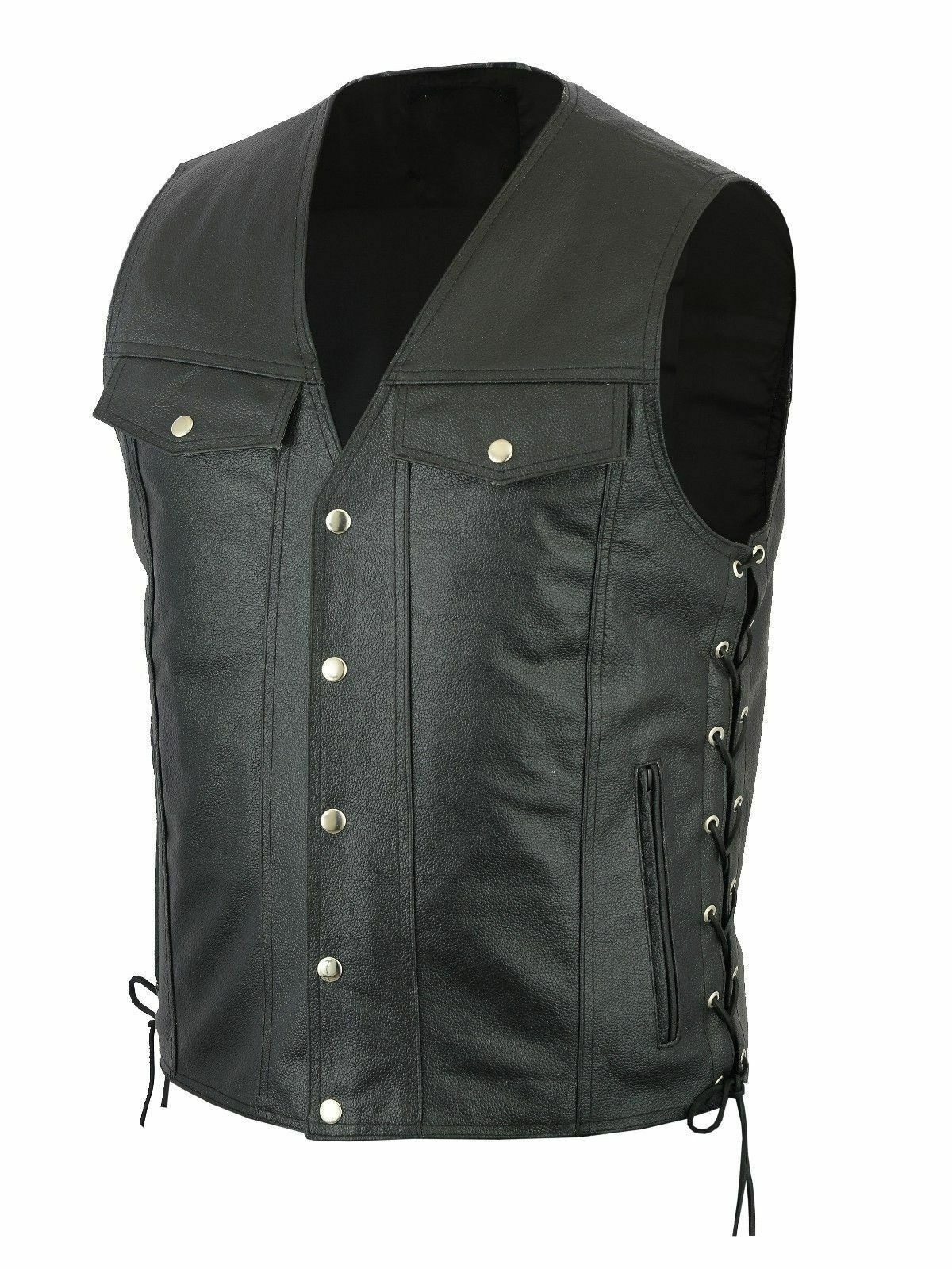 Plus Size Fashionable Sleeveless Men Leather Vest Motorbike Leather Vest For Men Cowhide Leather Waistcoat