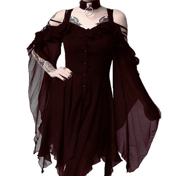 Women Medieval Retro Queen Princess Sling Evening Dress British Style Gothic Carnival Party Vampire Witch Scary Cosplay Costume