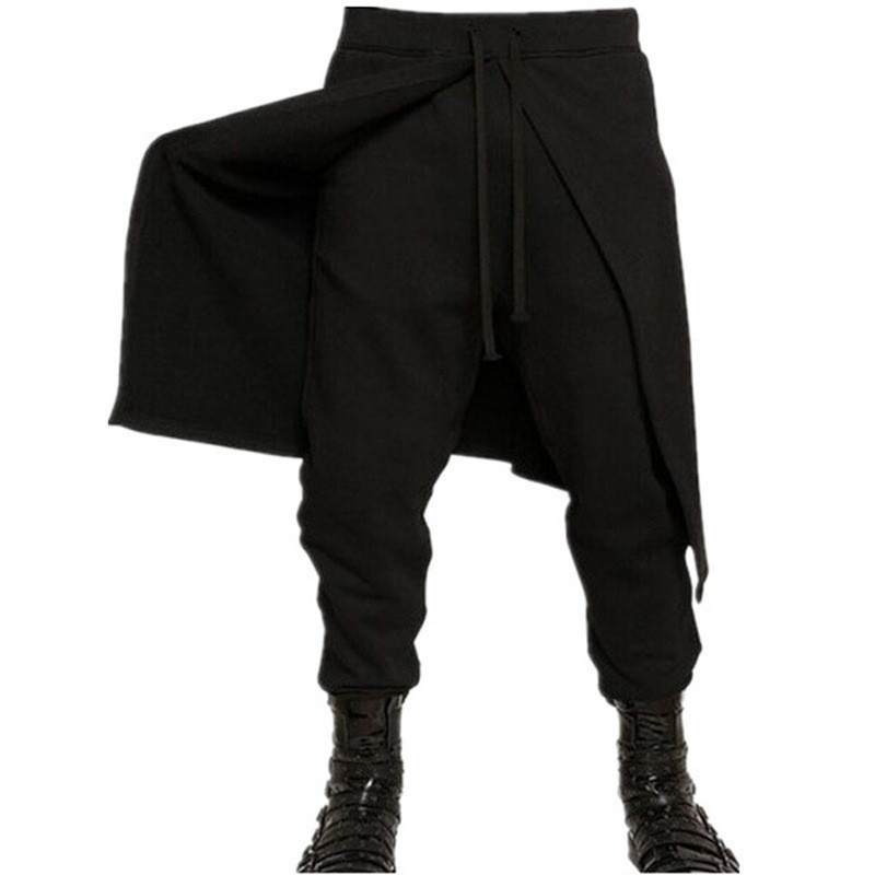 Coldker Medieval Costume For Men Western Style Spliced Loose Pants Gothic Fashion Pant Plus Size xxxl