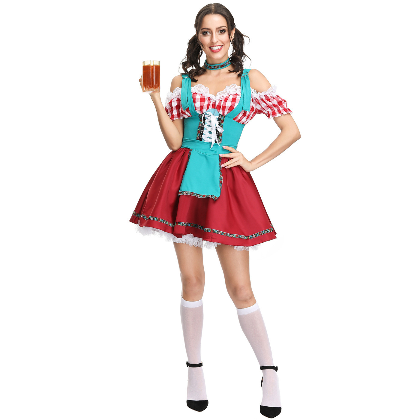 Carnival Oktoberfest Dirndl Costume Germany Beer Maid Tavern Wench Waitress Outfit Cosplay Halloween Fancy Party Dress