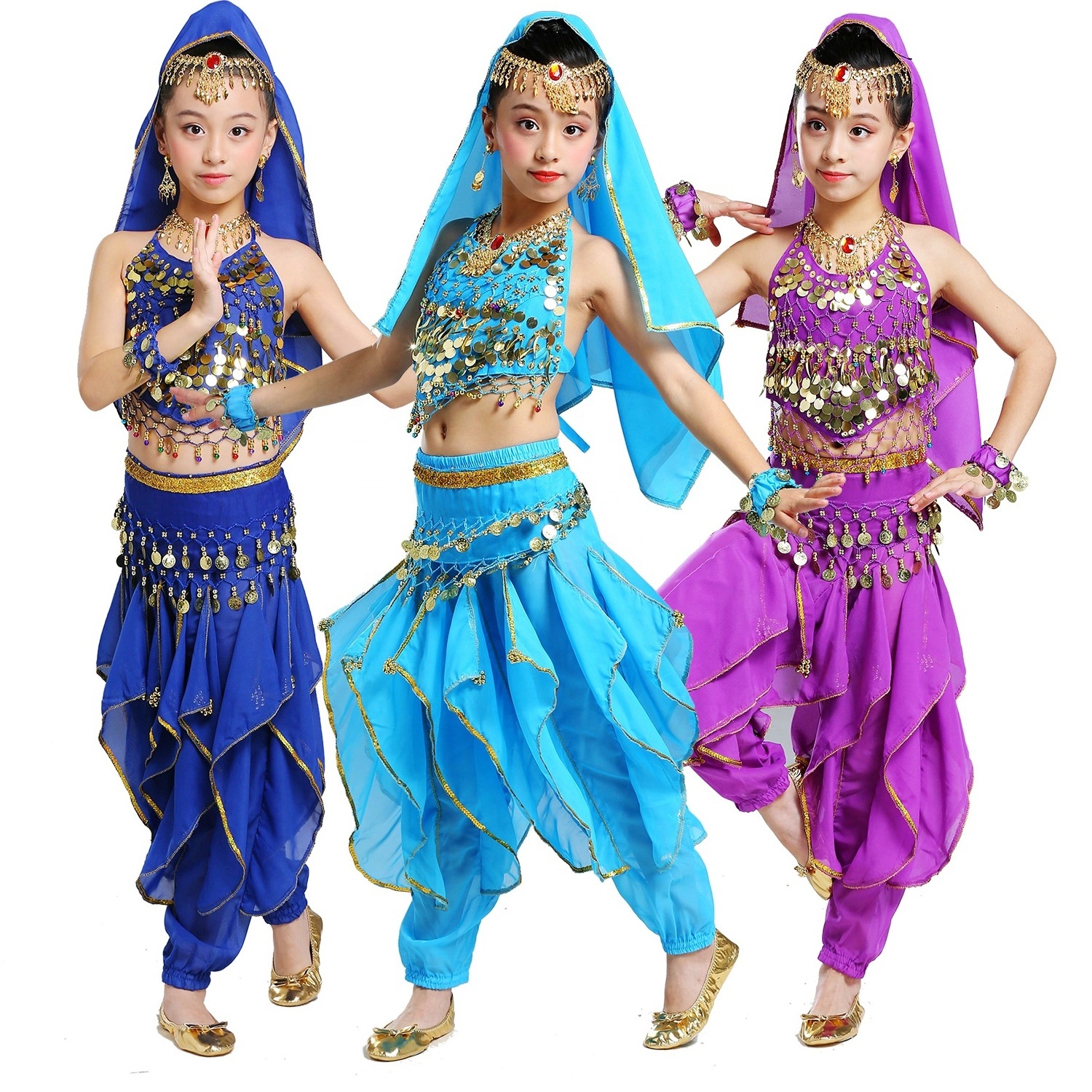 Kids Princess Girl Indian Belly Dance Costume Cosplay Bollywood Ornaments