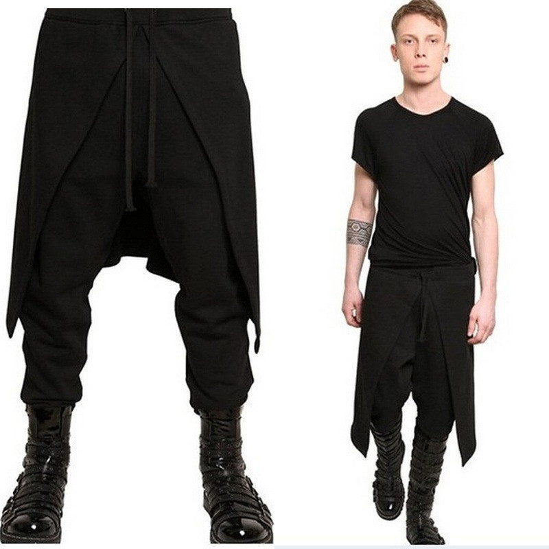 Coldker Medieval Costume For Men Western Style Spliced Loose Pants Gothic Fashion Pant Plus Size xxxl