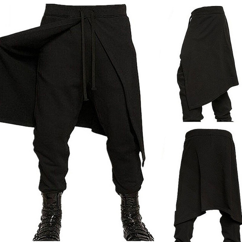 Coldker Medieval Costume For Men Western Style Spliced Loose Pants Gothic Fashion Pant Plus Size xxxl