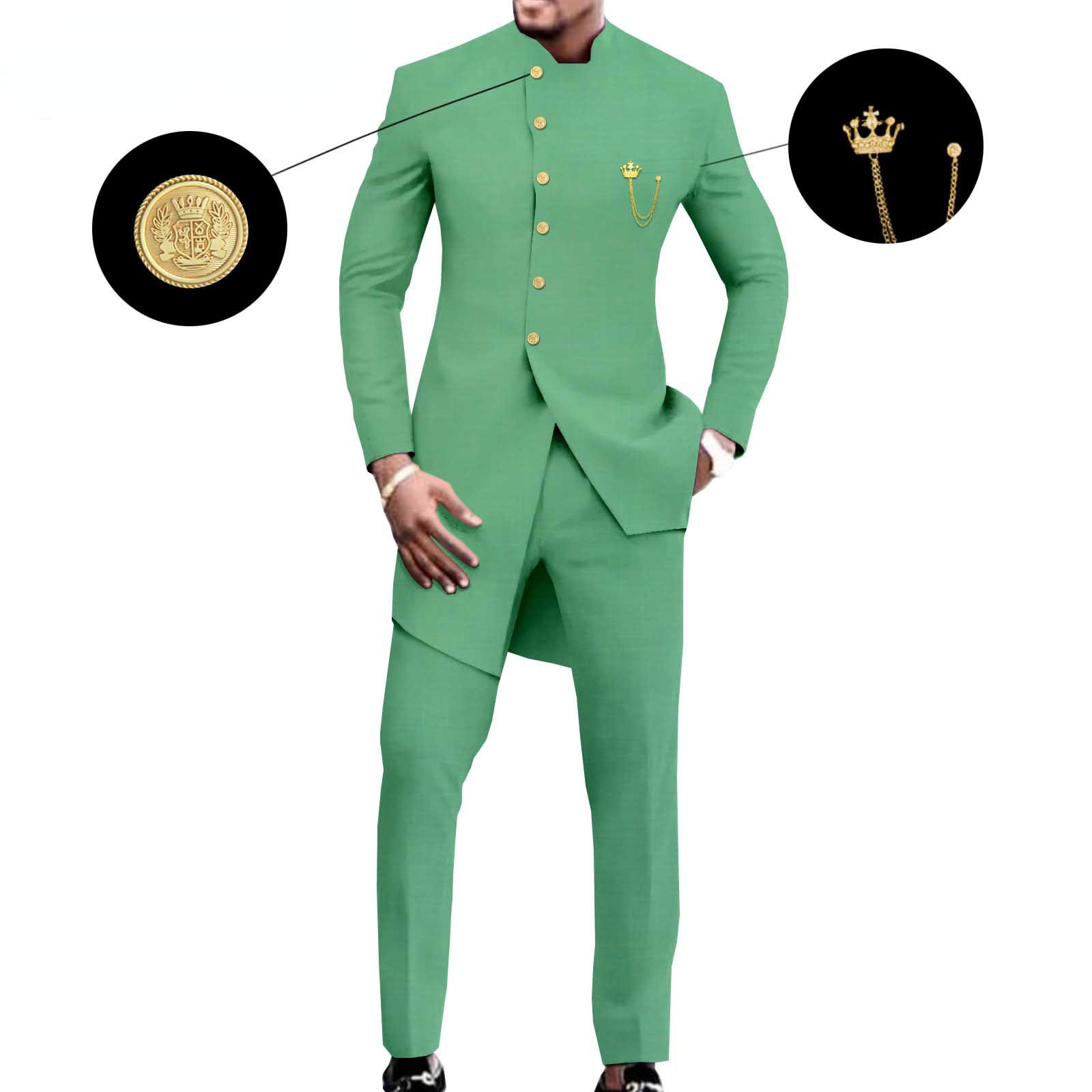 Men Spring Autumn African men's slim suit two piece formal suit