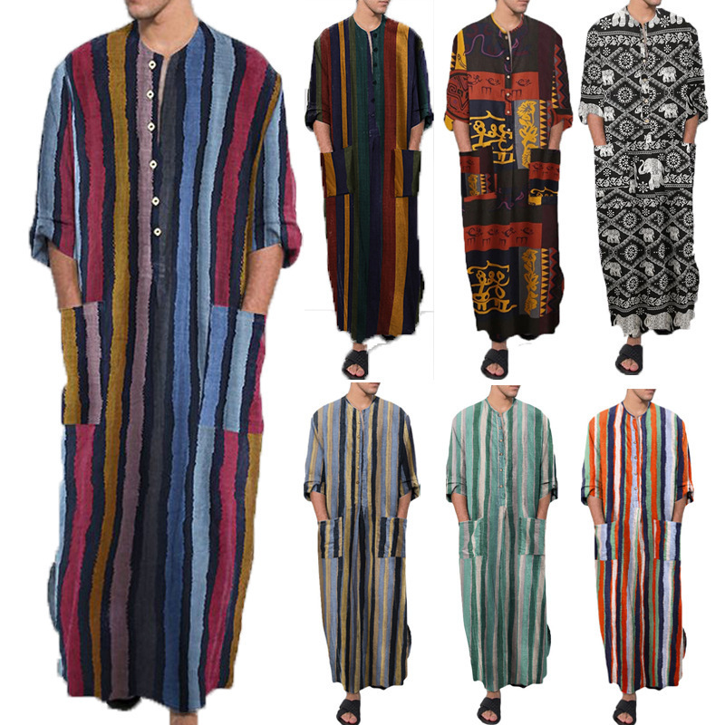 Men Arabic Long Robes Saudi Arabia Jubba Thobe Kaftan Middle East Islamic Men's Clothing Muslim Arab Abaya Dubai Dress