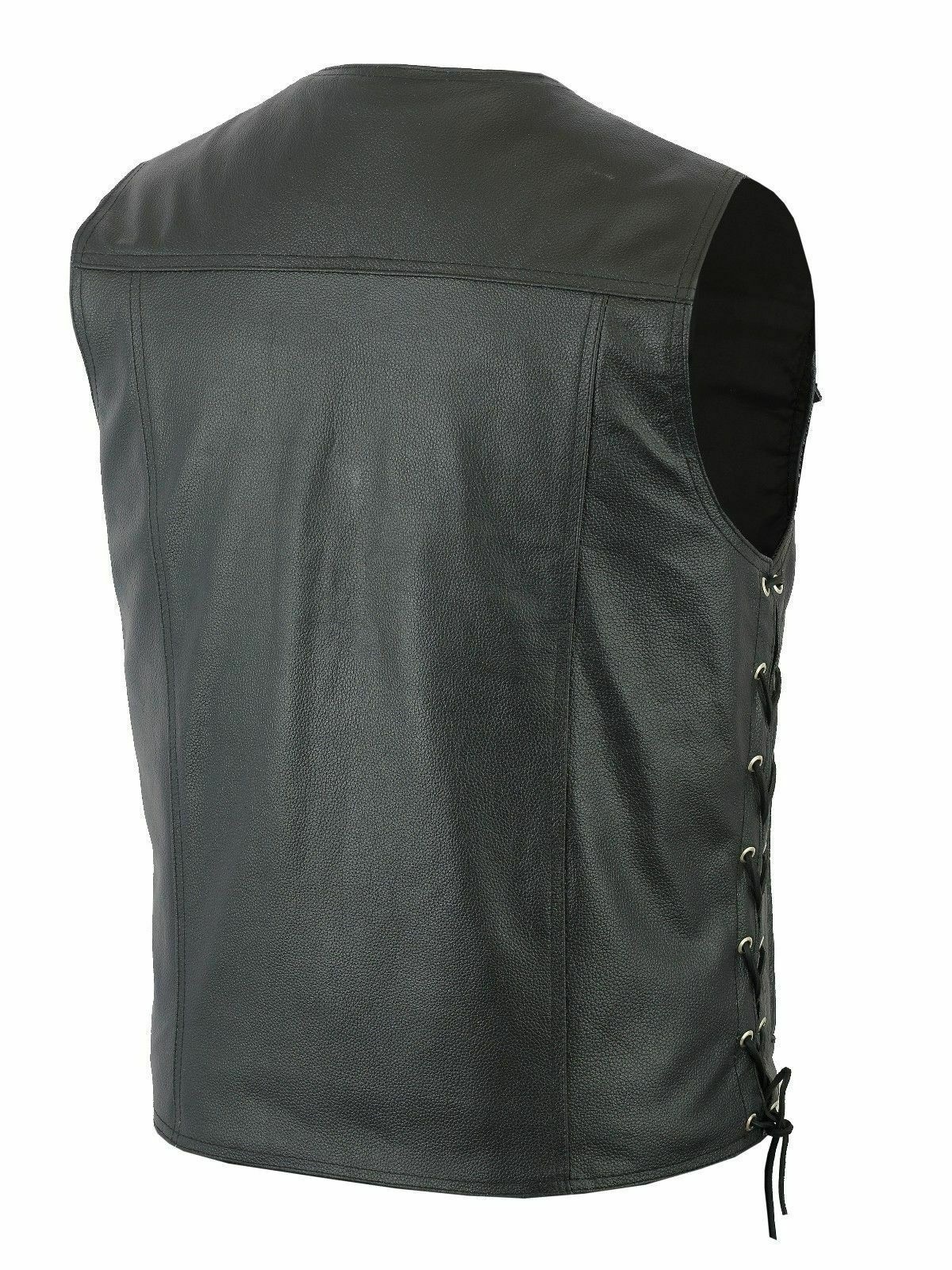 Plus Size Fashionable Sleeveless Men Leather Vest Motorbike Leather Vest For Men Cowhide Leather Waistcoat