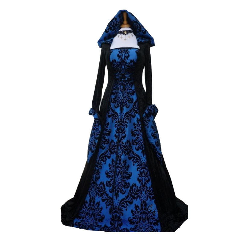 Halloween Costume Wicca Witch Medieval Dress Women Adult Plus Size Scary Cosplay Gothic New Wizard Halloween Costumes for Women