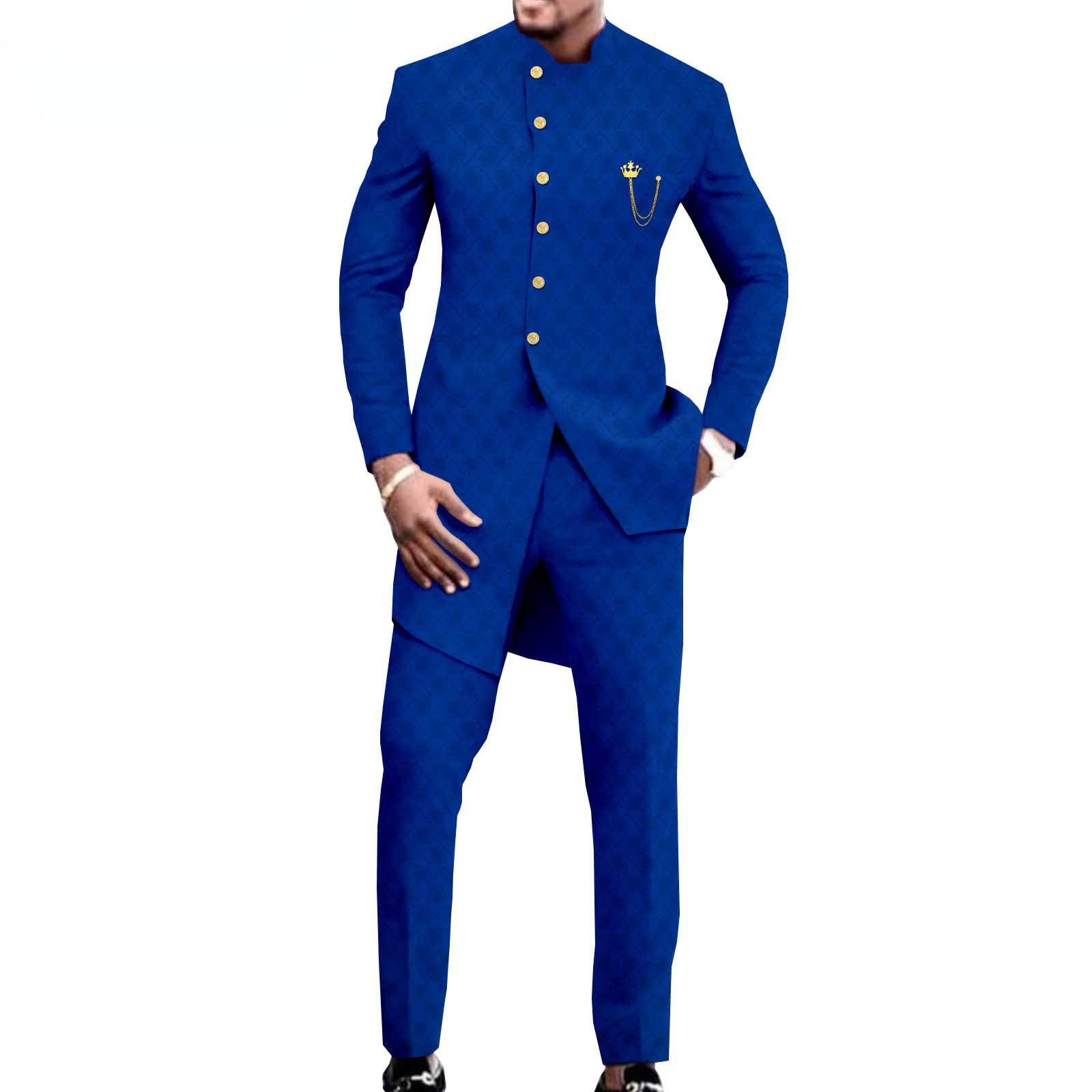 Men Spring Autumn African men's slim suit two piece formal suit