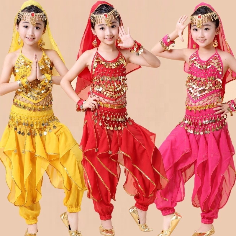 Kids Princess Girl Indian Belly Dance Costume Cosplay Bollywood Ornaments