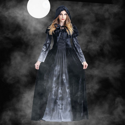 Halloween Victorian Dress Cosplay Costumes Scary Vampire Witch Clothes Women Medieval Masquerade Costume Ghost Fancy Maxi Dress