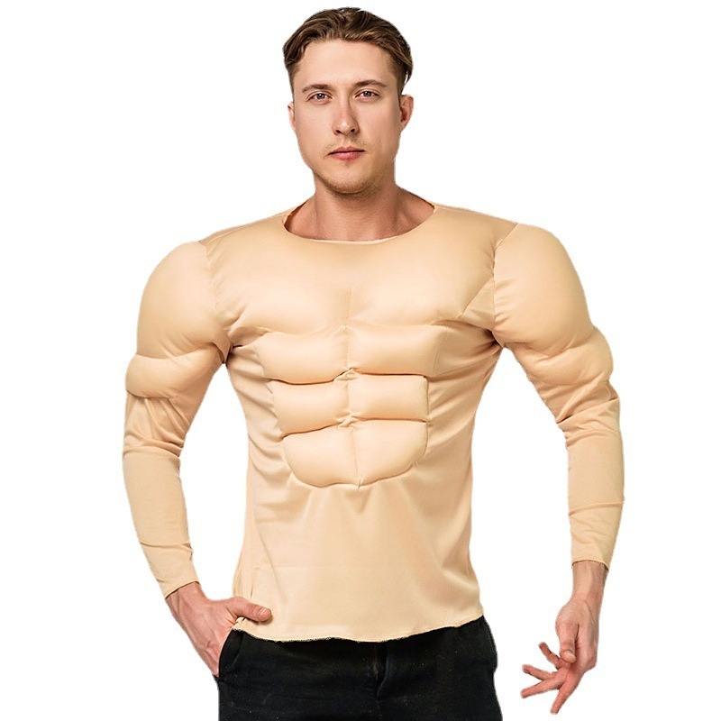 Adult Kids Hero Fake Muscle Suit Men Boys Halloween Role-playing Funny Superhero T-shirt Party Dress Up Cosplay Costumes