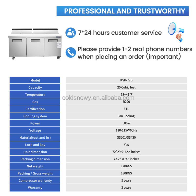 Refrigeration Equipment Salad Bar Cool Bar/Sandwich,Salad Preparation Pizza Counter Refrigerator/Pizza Prep Table